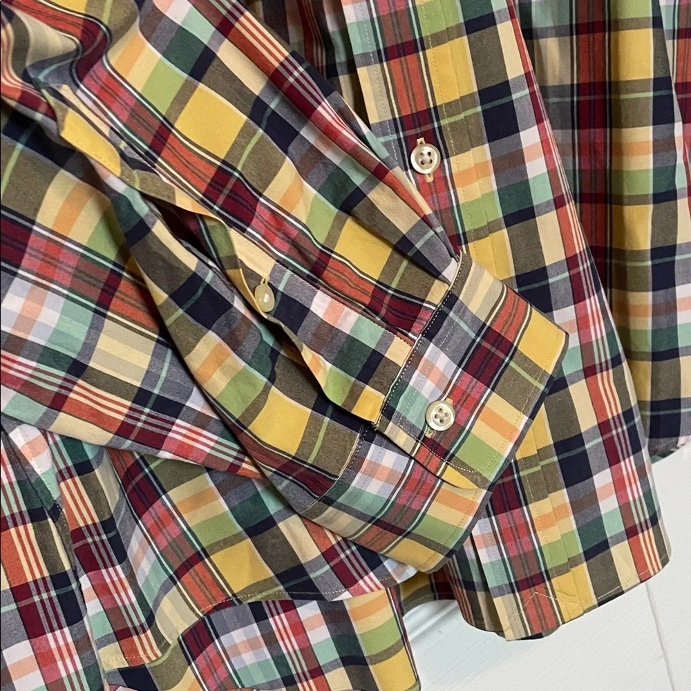 Men’s XL Ralph Lauren Custom Fit long sleeve button down yellow/navy /red plaid